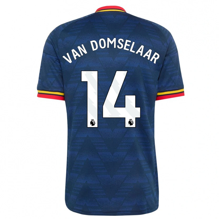 Danxen Kinder Daphne Van Domselaar #14 Mitternachtsblau Gelb Rot Auswärtstrikot Trikot 2026/27 T-Shirt