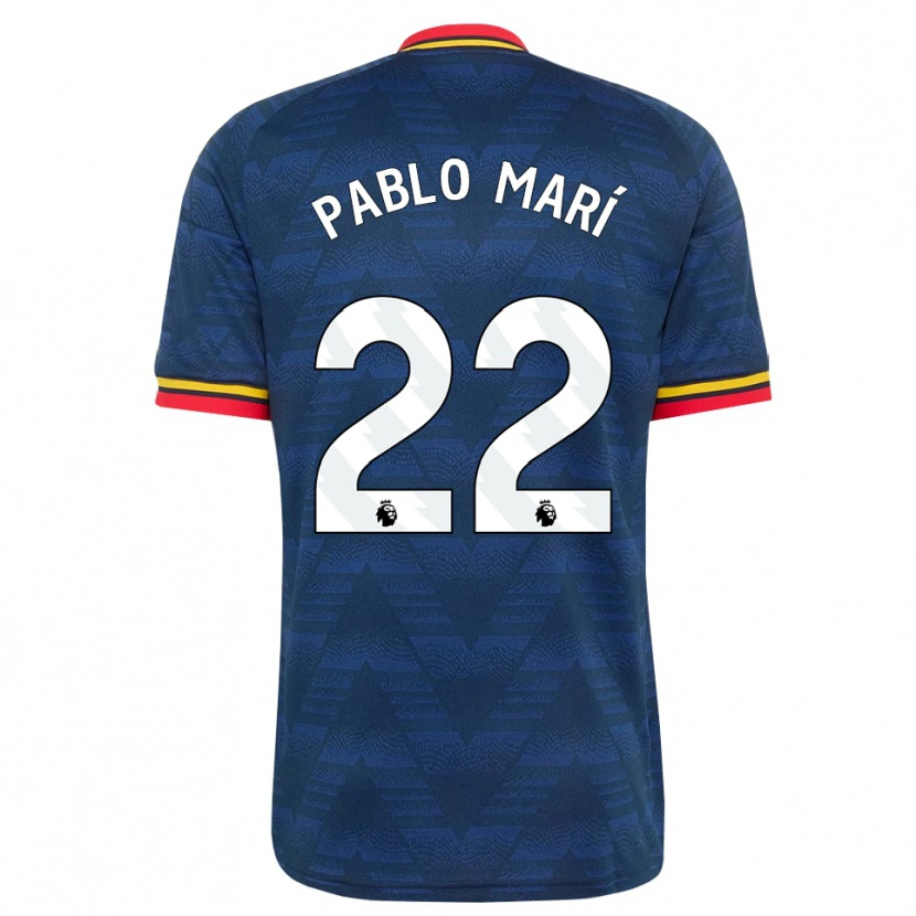 Danxen Kinder Pablo Mari #22 Mitternachtsblau Gelb Rot Auswärtstrikot Trikot 2026/27 T-Shirt