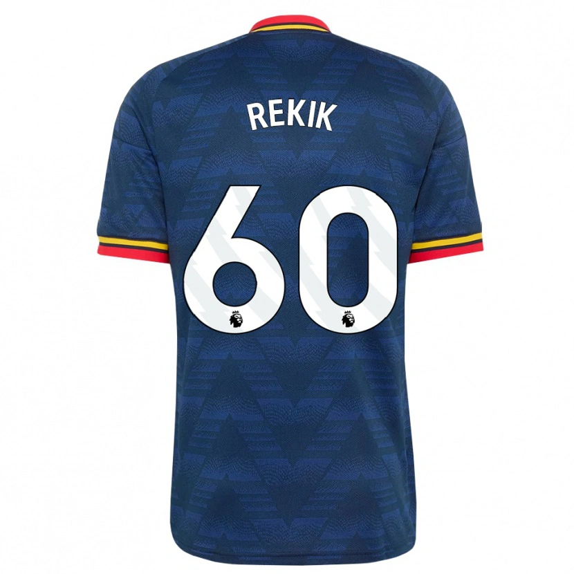 Danxen Kinder Omar Rekik #60 Mitternachtsblau Gelb Rot Auswärtstrikot Trikot 2026/27 T-Shirt
