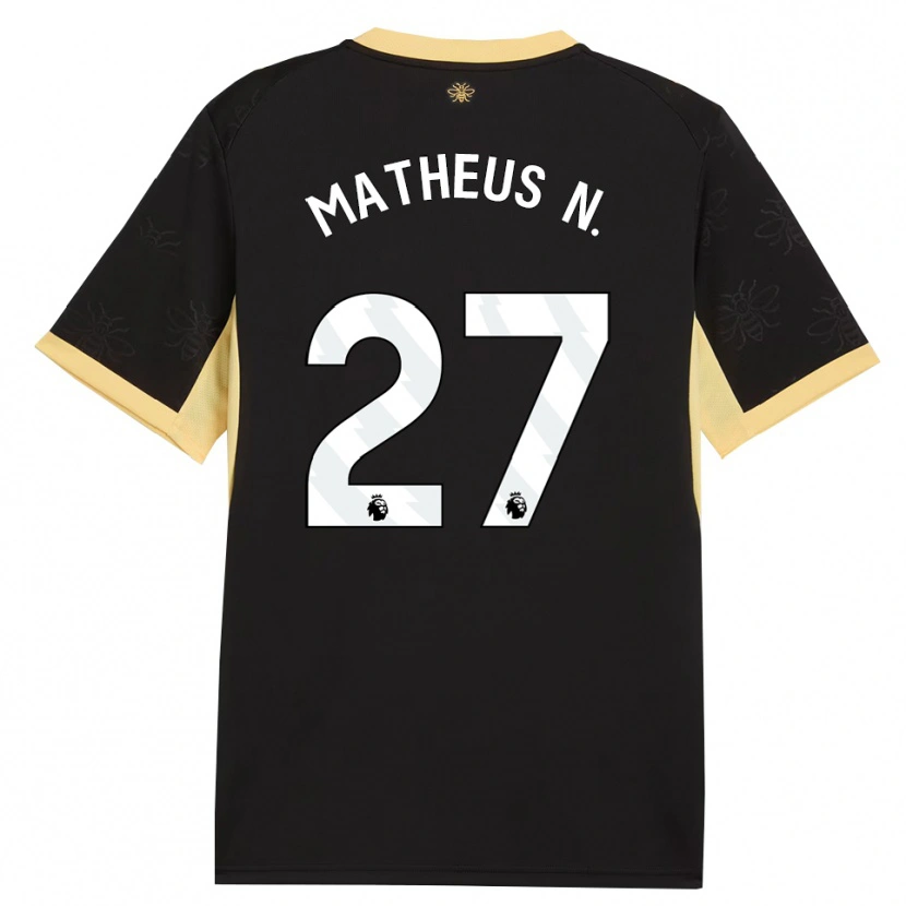 Danxen Kinder Matheus Nunes #27 Schwarz Gelb Auswärtstrikot Trikot 2026/27 T-Shirt