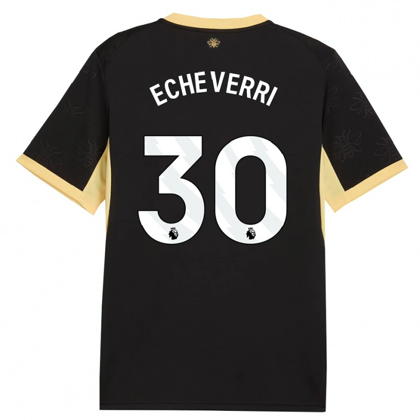 Danxen Kinder Claudio Echeverri #30 Schwarz Gelb Auswärtstrikot Trikot 2026/27 T-Shirt