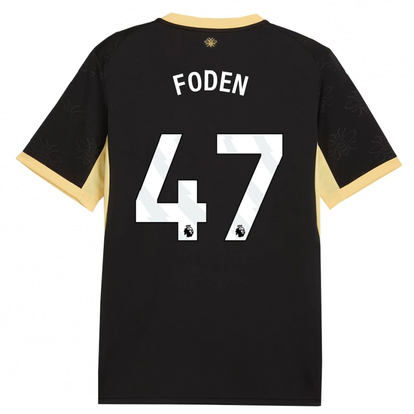 Danxen Kinder Phil Foden #47 Schwarz Gelb Auswärtstrikot Trikot 2026/27 T-Shirt