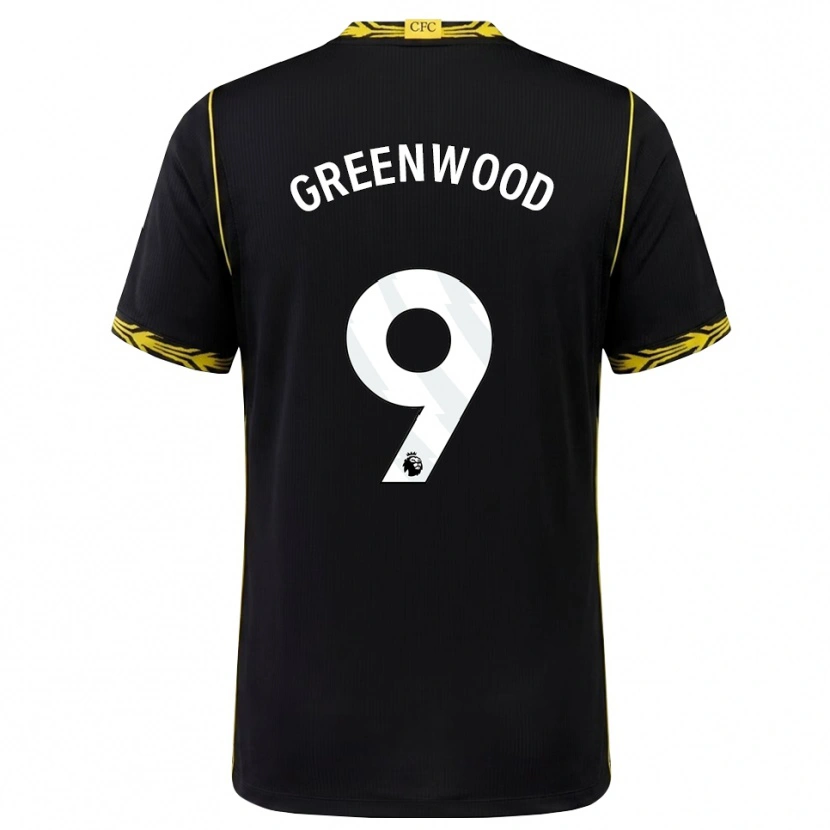 Danxen Kinder Jashayde Greenwood #9 Schwarz Gelb Auswärtstrikot Trikot 2026/27 T-Shirt