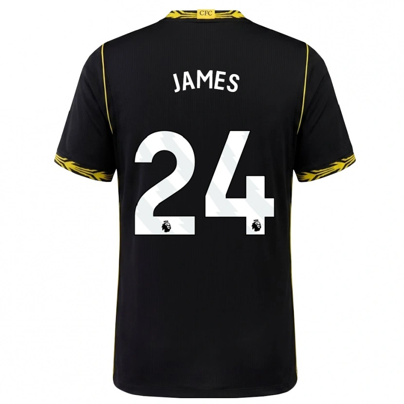 Danxen Kinder Reece James #24 Schwarz Gelb Auswärtstrikot Trikot 2026/27 T-Shirt
