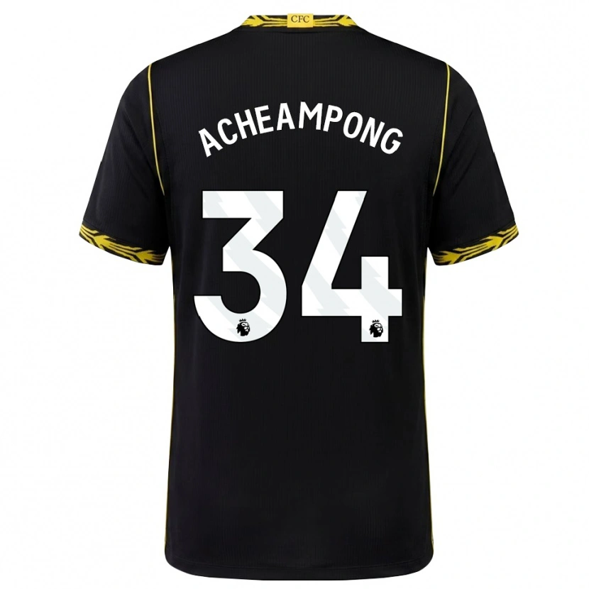 Danxen Kinder Josh Acheampong #34 Schwarz Gelb Auswärtstrikot Trikot 2026/27 T-Shirt