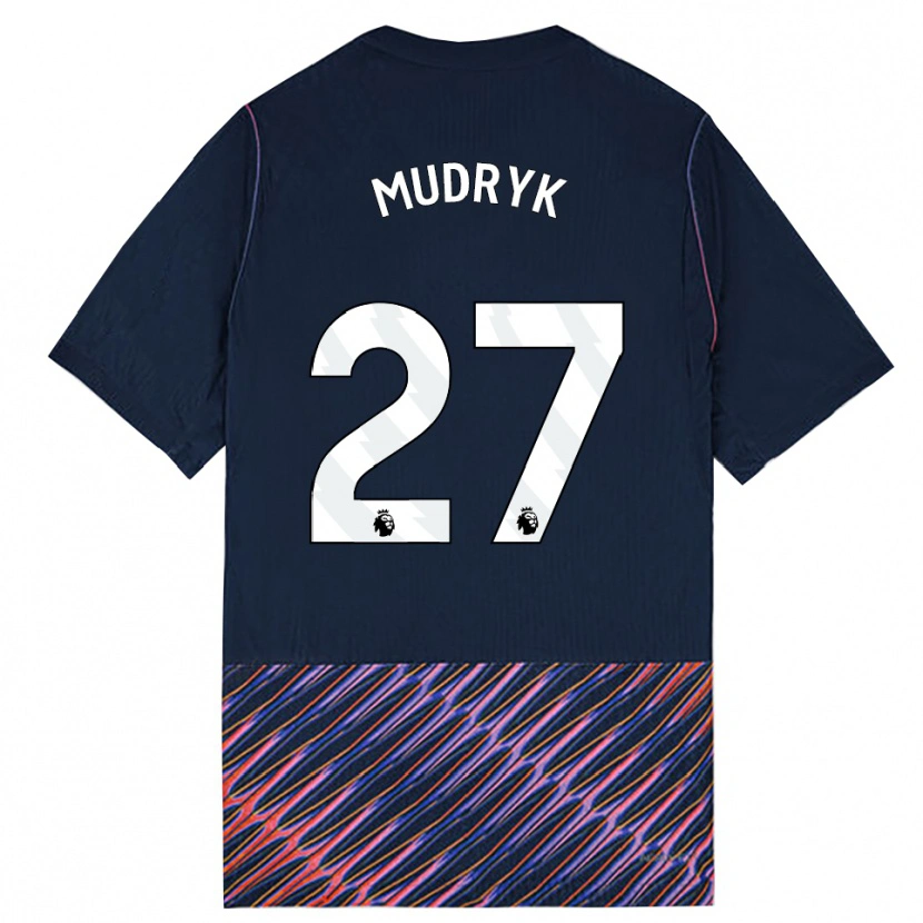 Danxen Kinder Mykhaylo Mudryk #27 Königlich Blau Weiß Auswärtstrikot Trikot 2026/27 T-Shirt