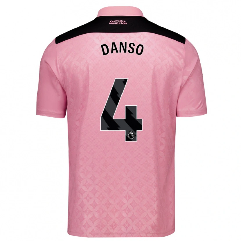 Danxen Kinder Kevin Danso #4 Hellrosa Schwarz Auswärtstrikot Trikot 2026/27 T-Shirt