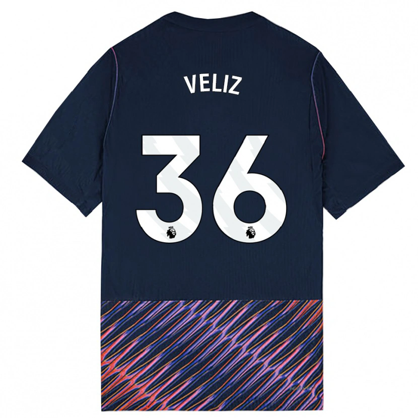Danxen Kinder Alejo Véliz #36 Königlich Blau Weiß Auswärtstrikot Trikot 2026/27 T-Shirt