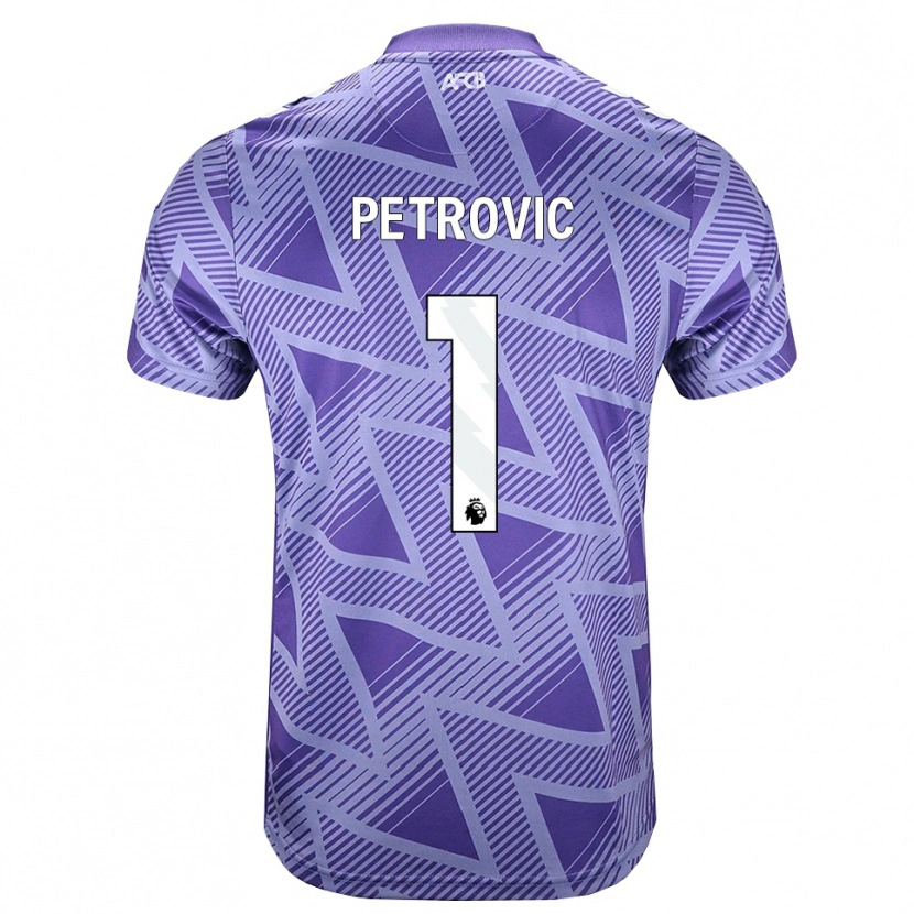Danxen Kinder Djordje Petrovic #1 Blassesviolett Rot Weiß Auswärtstrikot Trikot 2026/27 T-Shirt