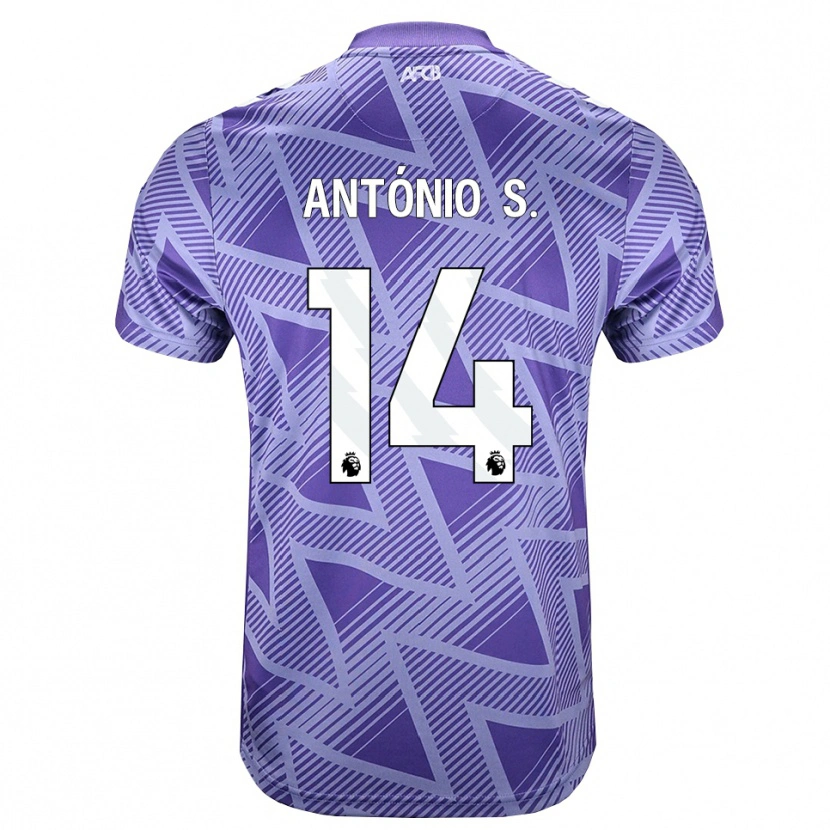 Danxen Kinder António Silva #14 Blassesviolett Rot Weiß Auswärtstrikot Trikot 2026/27 T-Shirt