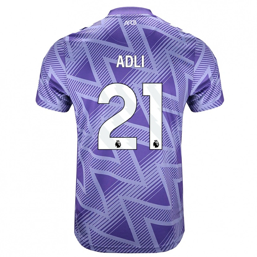 Danxen Kinder Amine Adli #21 Blassesviolett Rot Weiß Auswärtstrikot Trikot 2026/27 T-Shirt