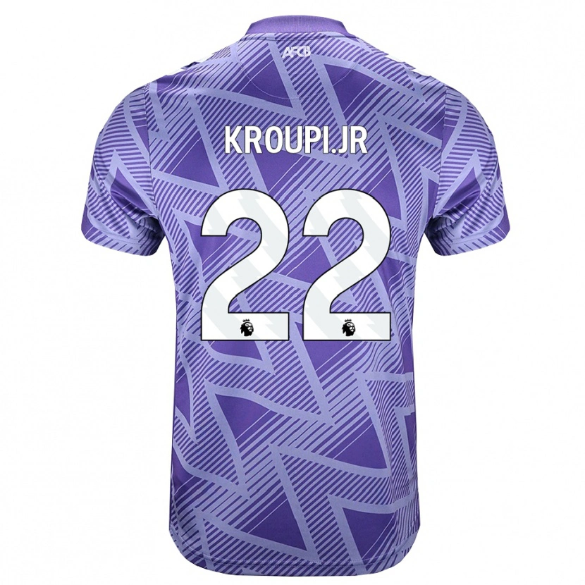 Danxen Kinder Junior Kroupi #22 Blassesviolett Rot Weiß Auswärtstrikot Trikot 2026/27 T-Shirt
