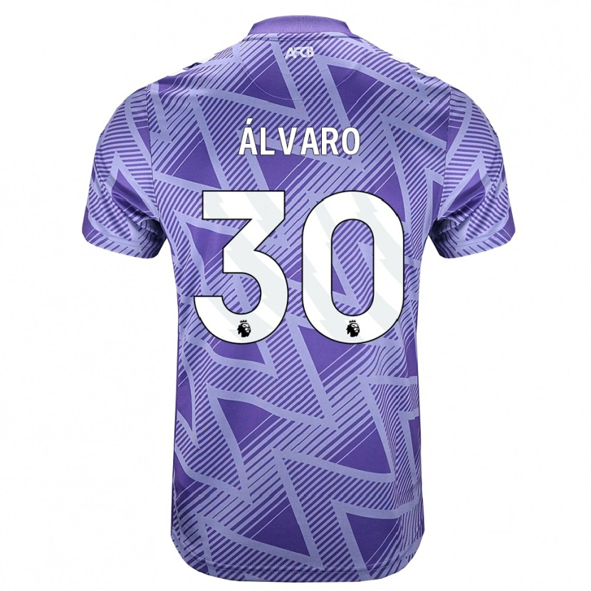 Danxen Kinder Álvaro Rodríguez #30 Blassesviolett Rot Weiß Auswärtstrikot Trikot 2026/27 T-Shirt