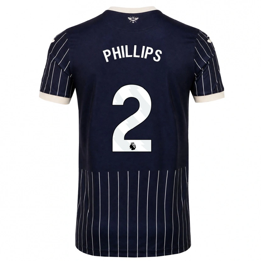 Danxen Kinder Maddie Phillips #2 Schwarz Weiß Auswärtstrikot Trikot 2026/27 T-Shirt