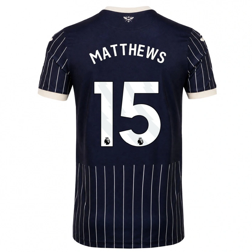 Danxen Kinder Kirsty Matthews #15 Schwarz Weiß Auswärtstrikot Trikot 2026/27 T-Shirt
