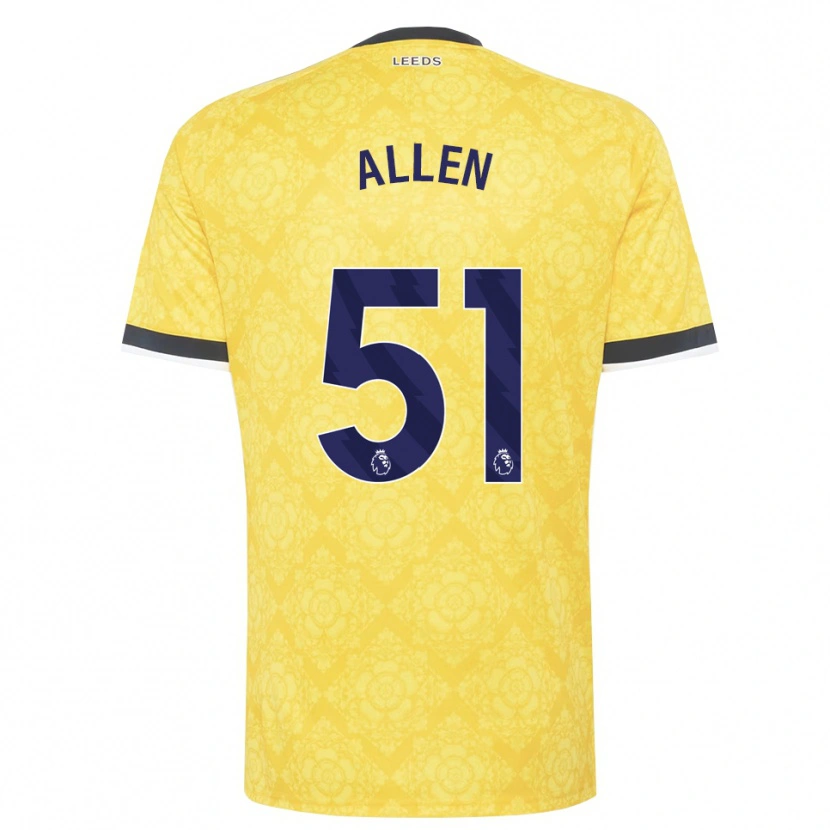 Danxen Kinder Charlie Allen #51 Gelb Weiß Schwarz Auswärtstrikot Trikot 2026/27 T-Shirt