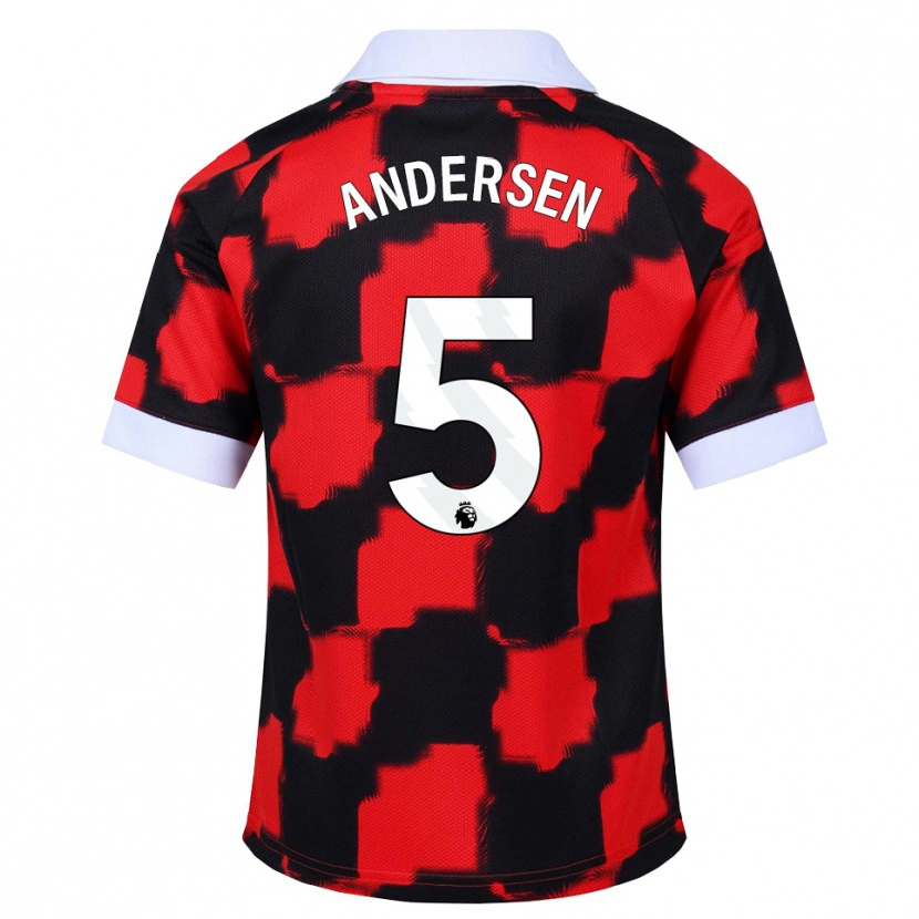 Danxen Kinder Joachim Andersen #5 Rot Weiß Schwarz Auswärtstrikot Trikot 2026/27 T-Shirt
