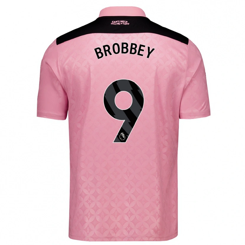 Danxen Kinder Brian Brobbey #9 Hellrosa Schwarz Auswärtstrikot Trikot 2026/27 T-Shirt