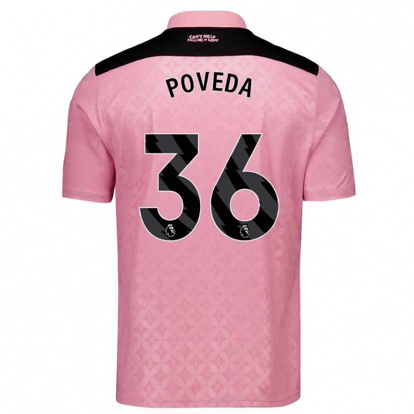 Danxen Kinder Ian Poveda #36 Hellrosa Schwarz Auswärtstrikot Trikot 2026/27 T-Shirt