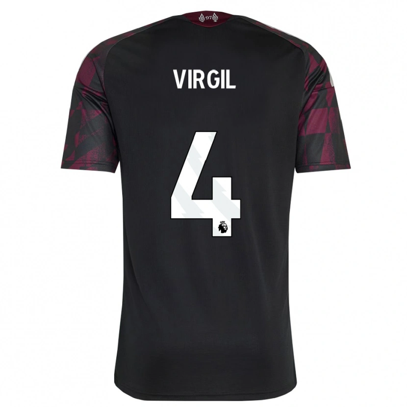Danxen Kinder Virgil Van Dijk #4 Schwarz Weiß Violett Ausweichtrikot Trikot 2026/27 T-Shirt