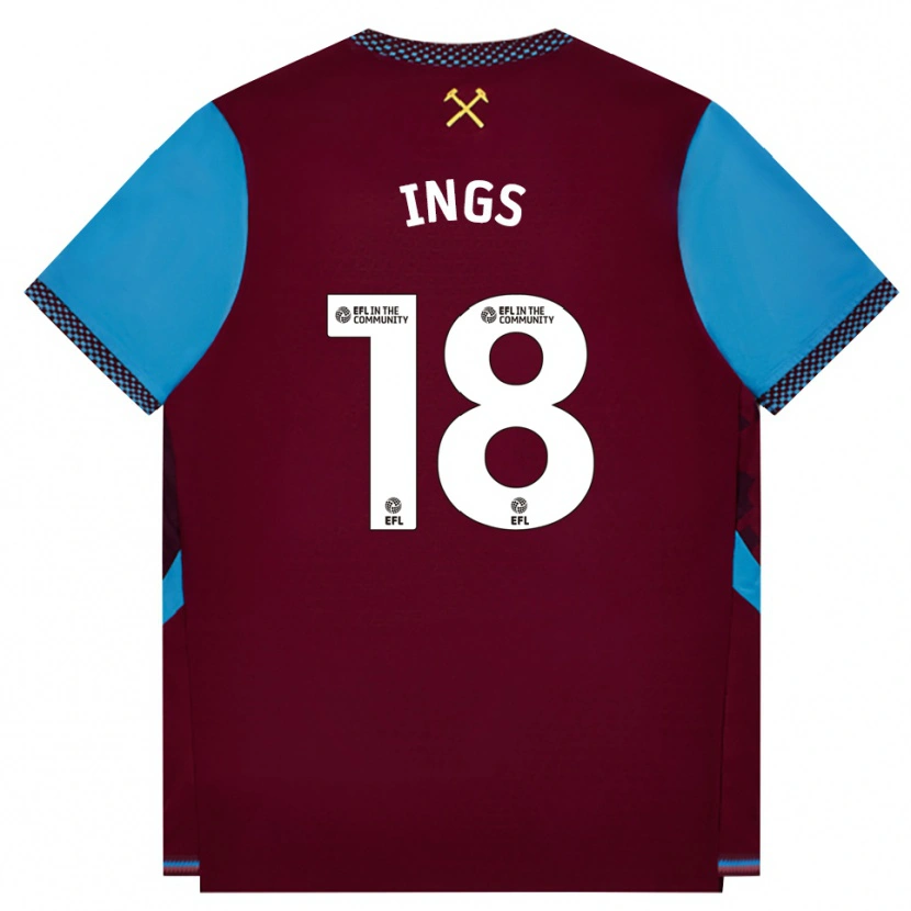 Danxen Herren Danny Ings #18 Burgund Kornblumenblau Heimtrikot Trikot 2026/27 T-Shirt