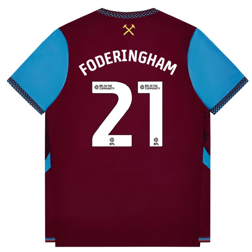 Danxen Herren Wes Foderingham #21 Burgund Kornblumenblau Heimtrikot Trikot 2026/27 T-Shirt
