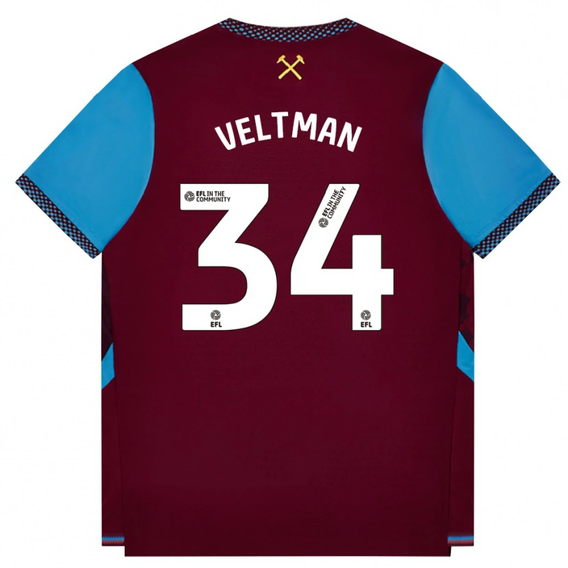 Danxen Herren Joël Veltman #34 Burgund Kornblumenblau Heimtrikot Trikot 2026/27 T-Shirt