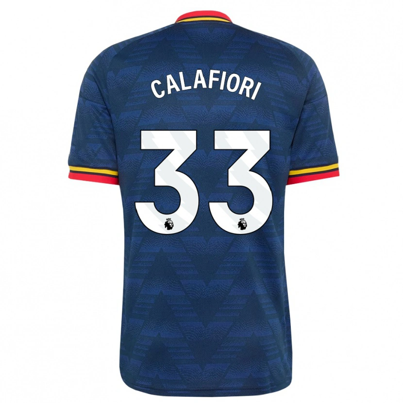 Danxen Herren Riccardo Calafiori #33 Mitternachtsblau Gelb Rot Auswärtstrikot Trikot 2026/27 T-Shirt