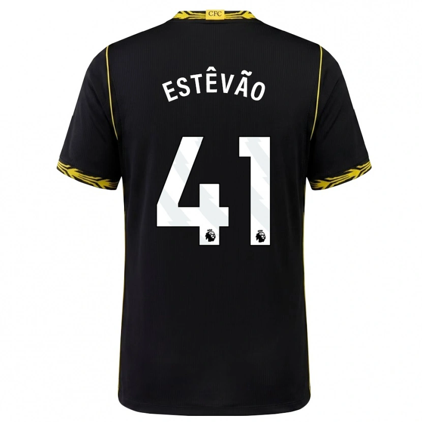 Danxen Herren Estêvão Willian Almeida De Oliveira Gonçalves #41 Schwarz Gelb Auswärtstrikot Trikot 2026/27 T-Shirt