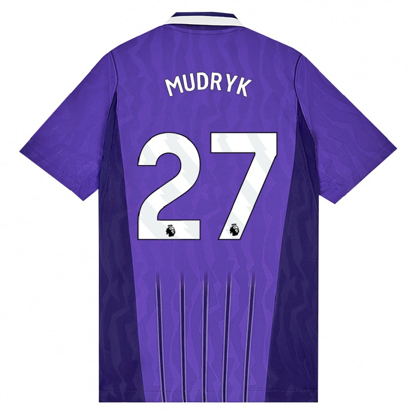 Danxen Herren Mykhaylo Mudryk #27 Violett Weiß Ausweichtrikot Trikot 2026/27 T-Shirt