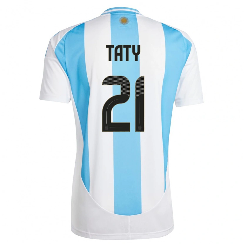 Danxen Kinder Argentinien Taty Castellanos #21 Weiß Blau Heimtrikot Trikot 24-26 T-Shirt