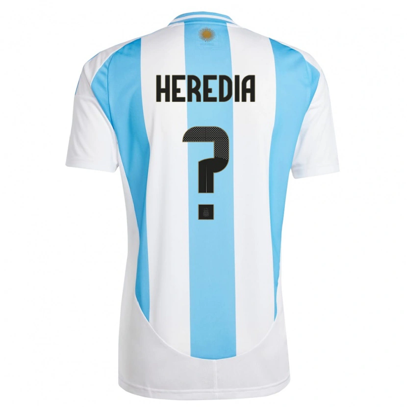 Danxen Kinder Argentinien Gerónimo Heredia #0 Weiß Blau Heimtrikot Trikot 24-26 T-Shirt