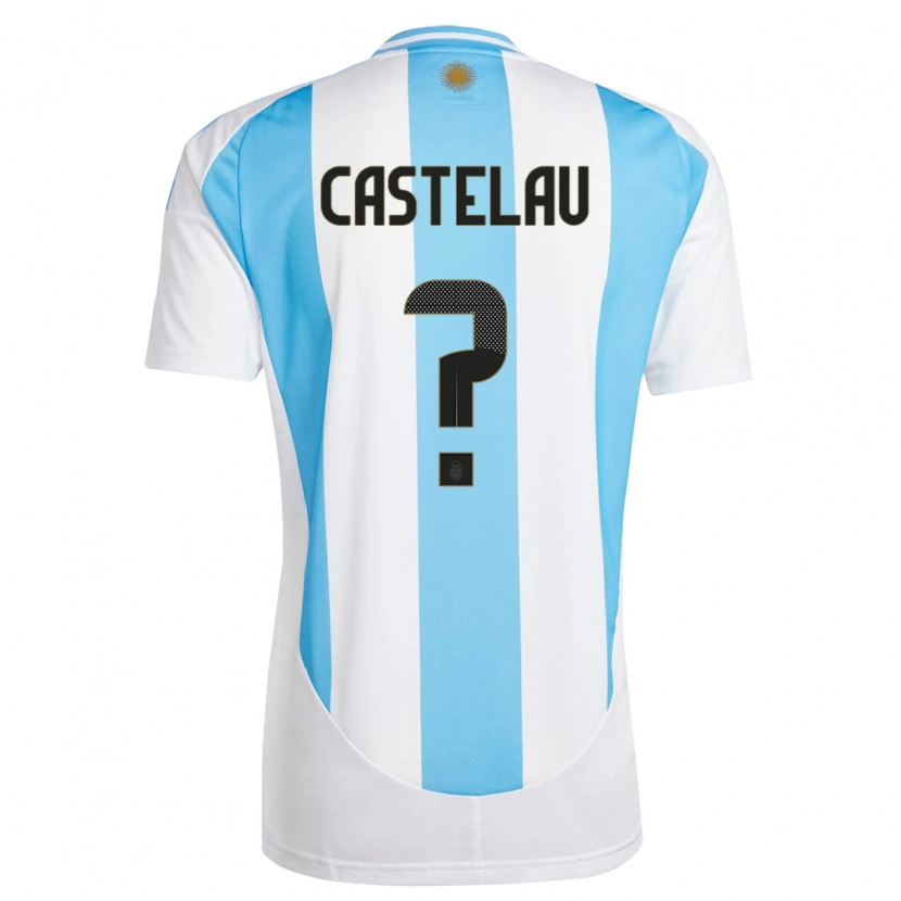 Danxen Kinder Argentinien Alber Castelau #0 Weiß Blau Heimtrikot Trikot 24-26 T-Shirt