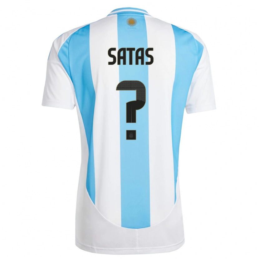 Danxen Kinder Argentinien Matías Satas #0 Weiß Blau Heimtrikot Trikot 24-26 T-Shirt
