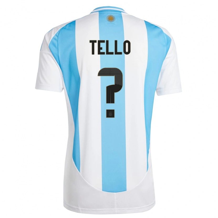 Danxen Kinder Argentinien Alejandro Tello #0 Weiß Blau Heimtrikot Trikot 24-26 T-Shirt