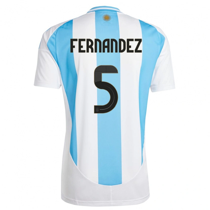 Danxen Kinder Argentinien Ezequiel Fernández #5 Weiß Blau Heimtrikot Trikot 24-26 T-Shirt