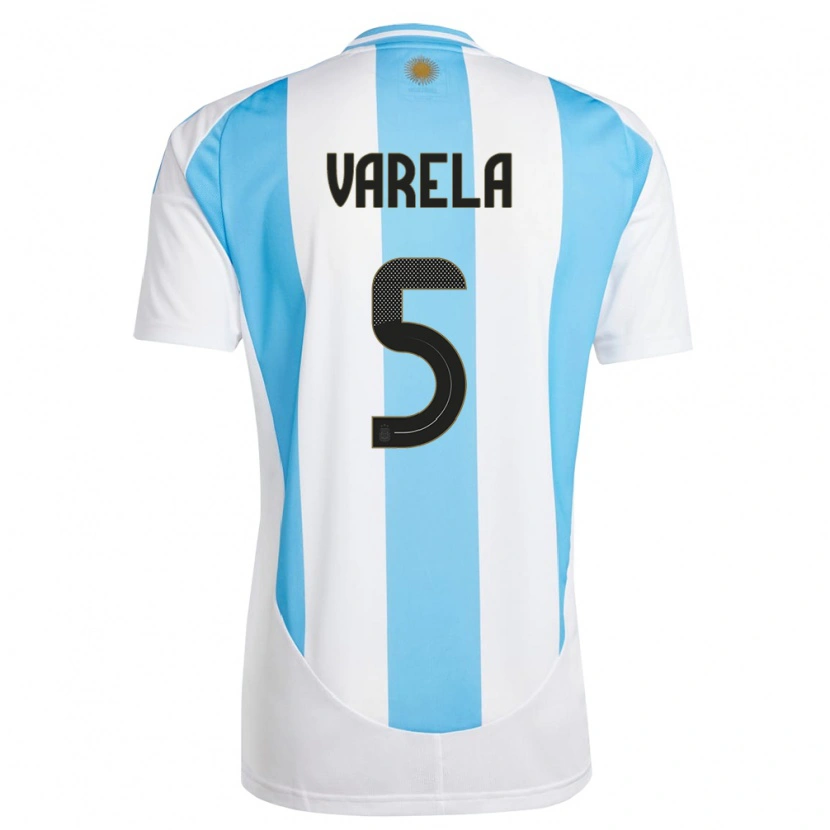 Danxen Kinder Argentinien Alan Varela #5 Weiß Blau Heimtrikot Trikot 24-26 T-Shirt