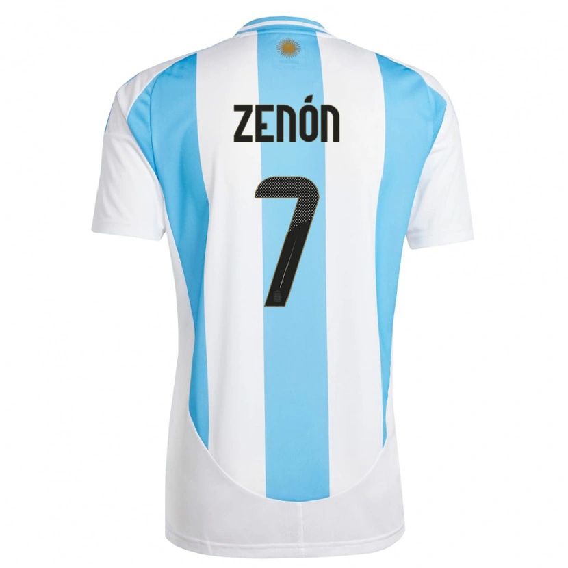 Danxen Kinder Argentinien Kevin Zenón #7 Weiß Blau Heimtrikot Trikot 24-26 T-Shirt