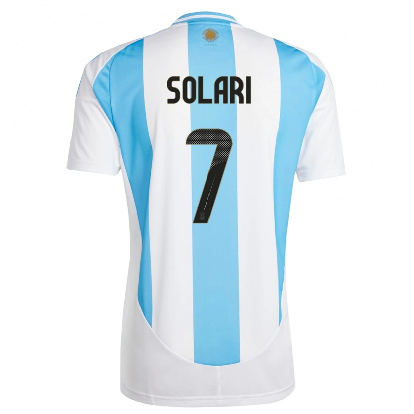 Danxen Kinder Argentinien Pablo Solari #7 Weiß Blau Heimtrikot Trikot 24-26 T-Shirt