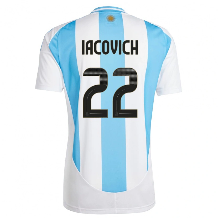 Danxen Kinder Argentinien Fabricio Iacovich #22 Weiß Blau Heimtrikot Trikot 24-26 T-Shirt