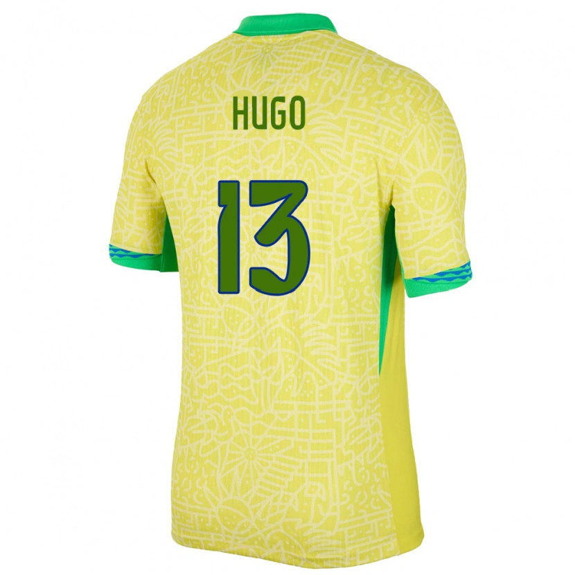 Danxen Kinder Brasilien Vitor Hugo #13 Gelb Heimtrikot Trikot 24-26 T-Shirt