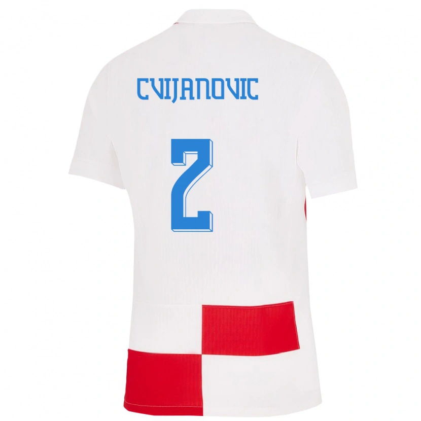 Danxen Kinder Kroatien Ivan Cvijanovic #2 Weiß Rot Heimtrikot Trikot 24-26 T-Shirt