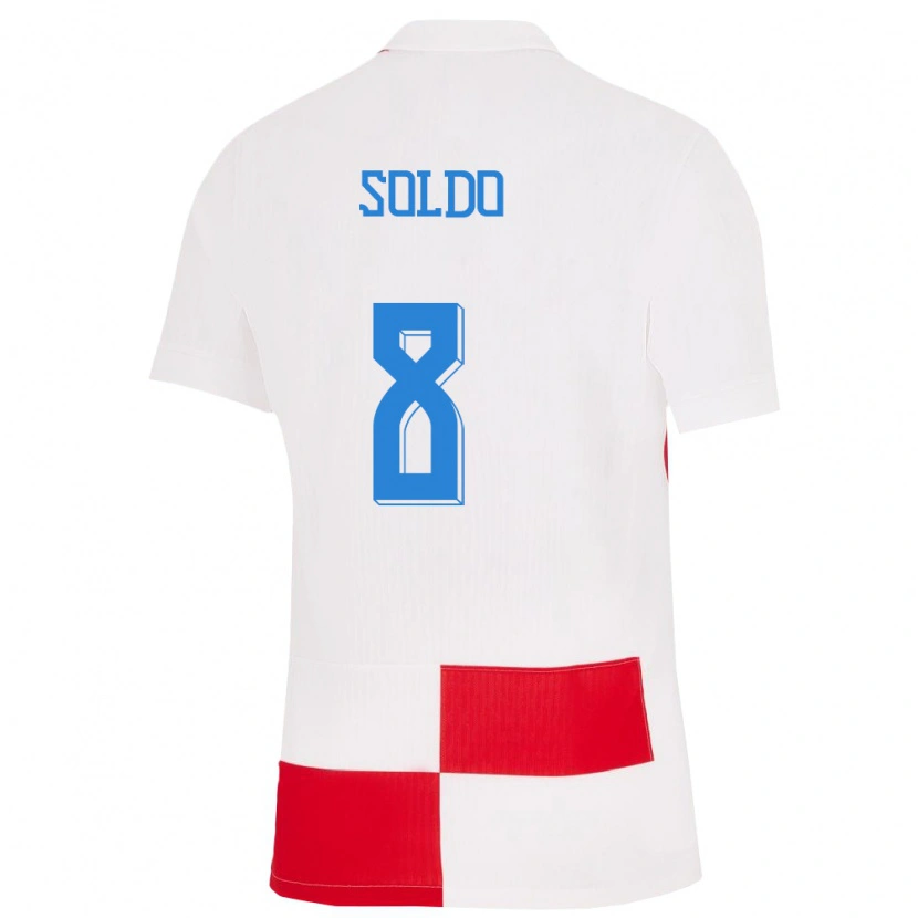 Danxen Kinder Kroatien Marko Soldo #8 Weiß Rot Heimtrikot Trikot 24-26 T-Shirt