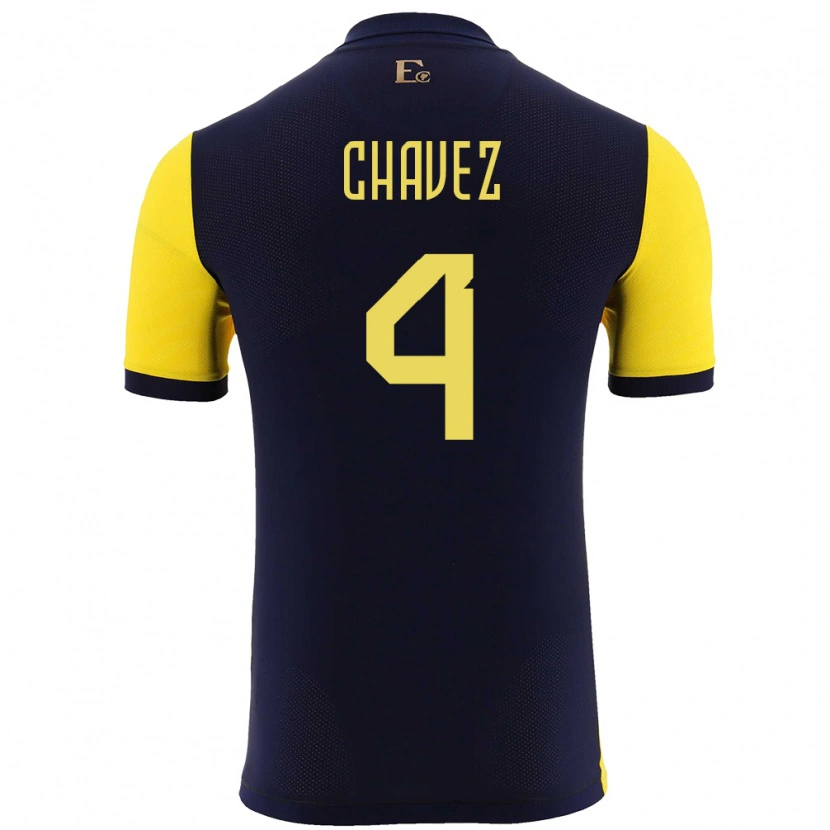 Danxen Kinder Ecuador Jhoanner Chávez #4 Gelb Heimtrikot Trikot 24-26 T-Shirt