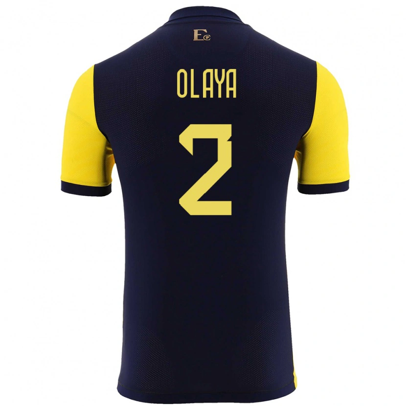 Danxen Kinder Ecuador Virgilio Olaya #2 Gelb Heimtrikot Trikot 24-26 T-Shirt