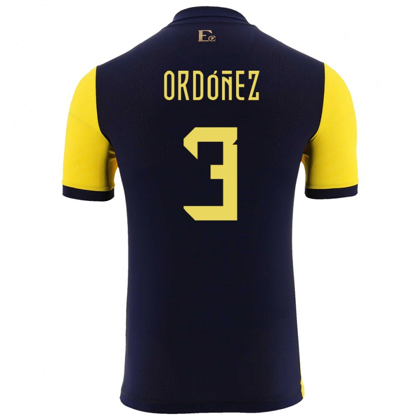 Danxen Kinder Ecuador Deinner Ordóñez #3 Gelb Heimtrikot Trikot 24-26 T-Shirt