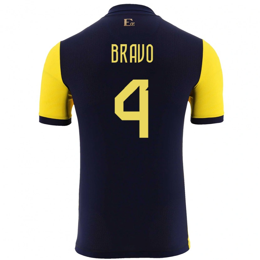 Danxen Kinder Ecuador Jhon Bravo #4 Gelb Heimtrikot Trikot 24-26 T-Shirt