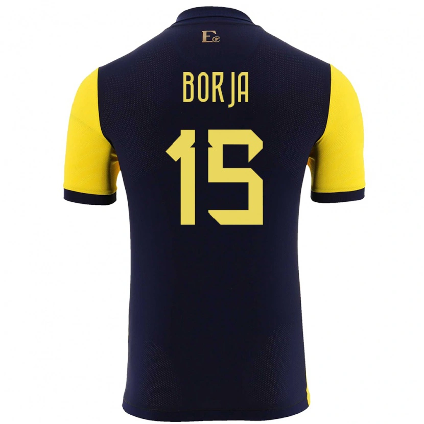 Danxen Kinder Ecuador Ronny Borja #15 Gelb Heimtrikot Trikot 24-26 T-Shirt