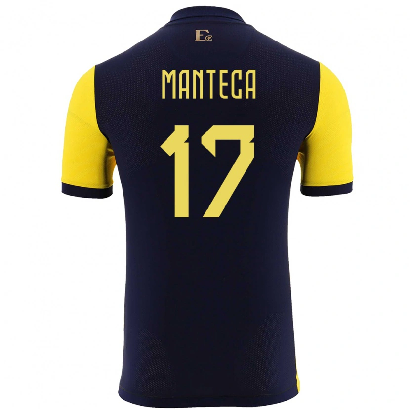 Danxen Kinder Ecuador Demcy Manteca #17 Gelb Heimtrikot Trikot 24-26 T-Shirt