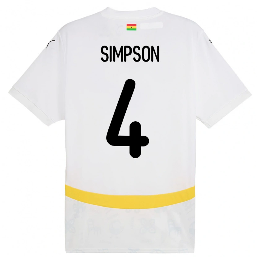 Danxen Kinder Ghana Razak Simpson #4 Weiß Heimtrikot Trikot 24-26 T-Shirt